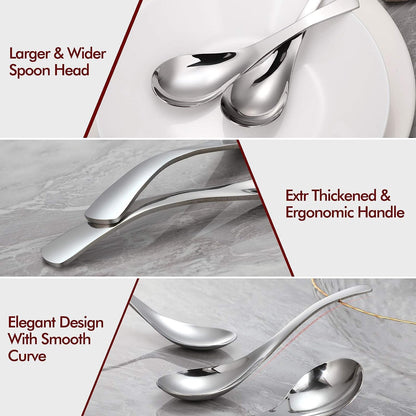 Thick Heavy-Weight Soup Spoons, High Grade Stainless Steel Soup Spoons, Set of 62