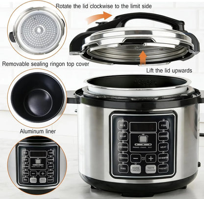 10-In-1 Electric Pressure Cooker Multicooker | 6L Pressure Cooker, 24-Hour Reservation Function, Slow Cooker, Rice Cooker, Wok, Yogurt, Black5