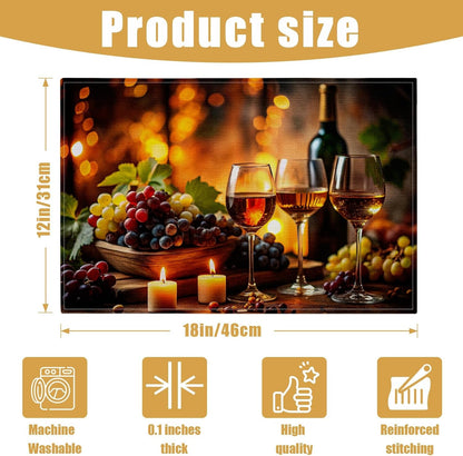 Wine Placemats Set of 6, Linen Place Mat Washable Stain Resistant Table Mats for Country Winery Artisanal Farmhouse Kitchen 12X18 Inch2