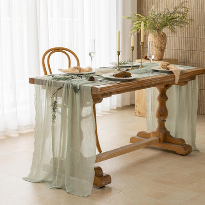 Sage Green Cheesecloth Table Runner 120 Inches Fall Party Home Decorations | for Wedding Baby Shower Bridal Shower Birthday Engagement Party 10FT Sheer Rustic Boho Farmhouse Dining Holiday Decor2