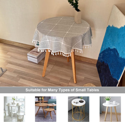 Round Boho Farmhouse Rustic Tablecloth Grey 48 Inch5