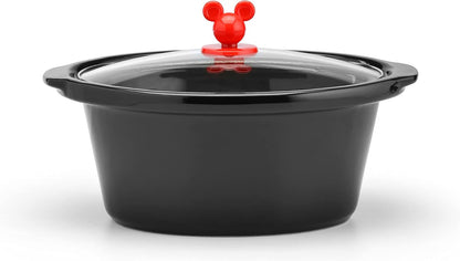 Mickey & Friends 5-Quart Slow Cooker - Food & Dip Warmer for Parties - Electric Slow Cooker with Tempered Glass Lid & Mickey Icon Handle - Kitchen Essential for Soups & Home-Cooked Meals | Electric Food & Dip Warmer with Tempered Glass Lid & Mickey Icon H3