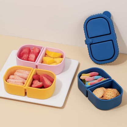 3 Pack Silicone Reusable Snack Containers with Lids - 8 Oz Double Compartment Snackle Box for Kids & Adults, Bpa-Free & Leakproof, Small for Dressing, Snacks, School, Office, Picnic7
