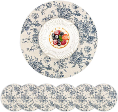 Quilted Vintage Flower round Placemats 15" Set of 61