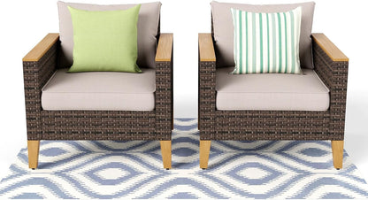 2 Pieces Wicker Patio Furniture Set, Beige1