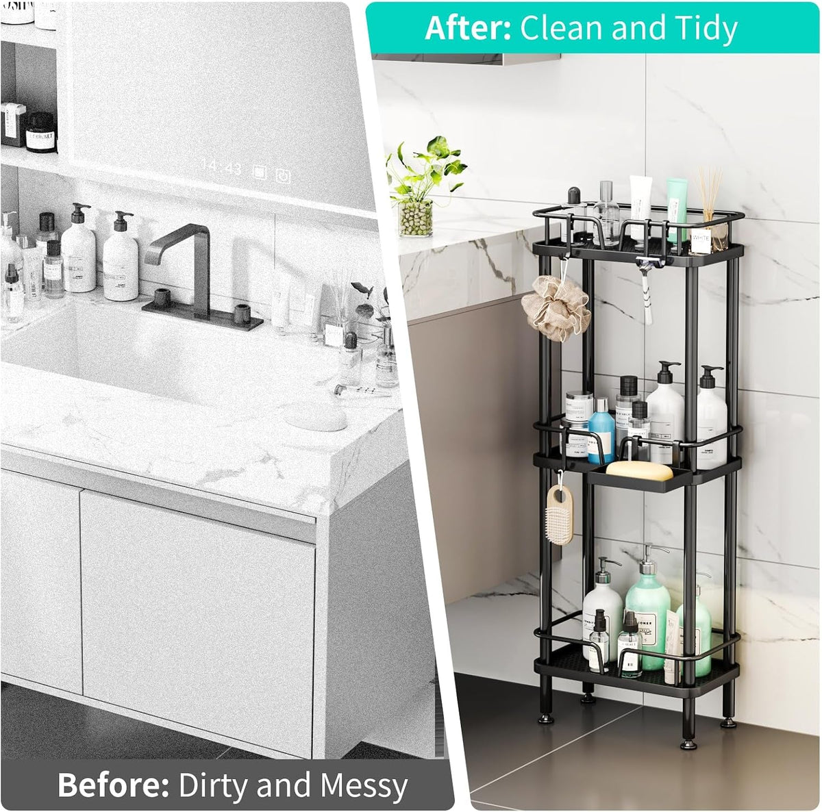 standing-corner-shower-caddy-3-tier-corner-shower-organizer-with-soap-holder-rustproof-stainless-steel-bathroom-shelf-with-4-hooks-black