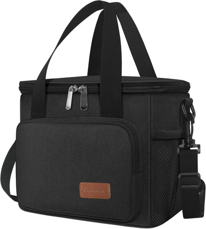 Reusable Lunch Box for Men/Women - Insulated Lunch Bag Leakproof Lunchbox for Work Office Picnic Beach - Freezable Lunch Cooler Bag with Adjustable Shoulder Strap - Black1
