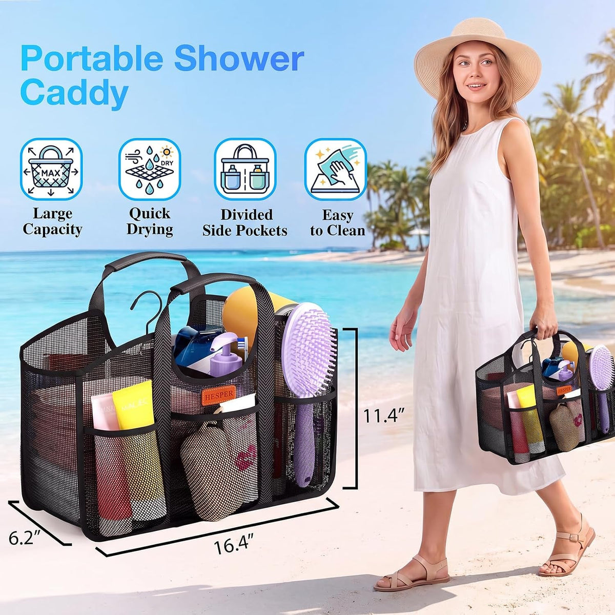 mesh-shower-caddy-for-college-dorm-with-hook-and-soft-handles