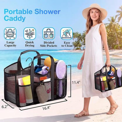 Mesh Shower Caddy for College Dorm with Hook and Soft Handles2