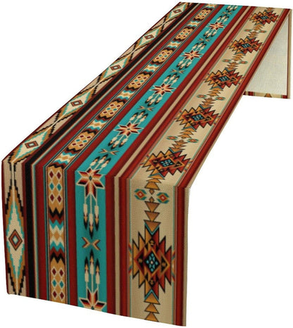Aztec Table Runner,Vintage Southwest Ethnic Geometric Triditional Table Runner for Kitchen Farmhouse Wedding Party Holiday Dinner Home, 13"X36"1