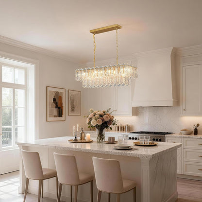 12-Light Gold Rectangle Crystal Chandeliers for Dining Room Light Fixture3