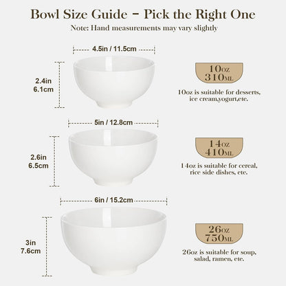 26 Oz White Ceramic Soup Bowls of 4, Cereal Bowls for Kitchen | Perfect for Soup, Cereal, Dinner, Noodles,Ramen or Fruit; Scratch-Resistant, Stackable, Microwave, Oven & Dishwasher Safe8