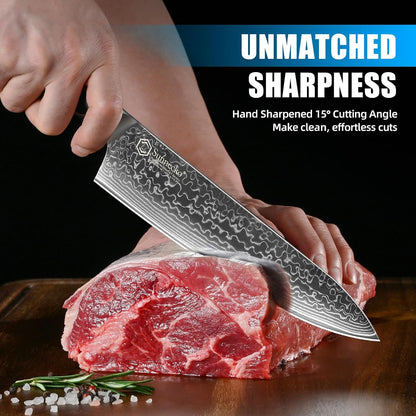 Damascus Kitchen Knife Set 3 Piece, Sharp Chef Knife Set Professional4