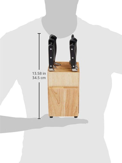 9-Piece High-Carbon Stainless Steel Kitchen Knife Set with Ergonomic Handles, Full Tang Construction, Pine Wood Block, Black6