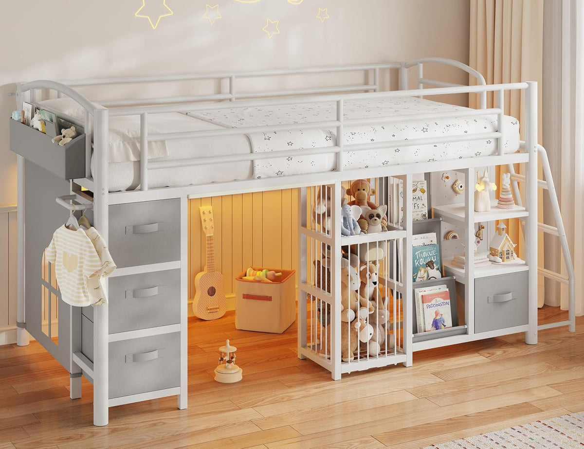 twin-low-loft-bed-kids-loft-bed-storage-drawers-led-lights-white-gray