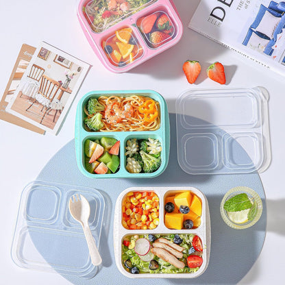 Bento Box for Kids, 4 Pack 3 Compartments Meal Prep Containers Reusable Lunch Containers, Food Storage Containers with Lids, Stackable Snack Boxes for School, Work, and Travel5