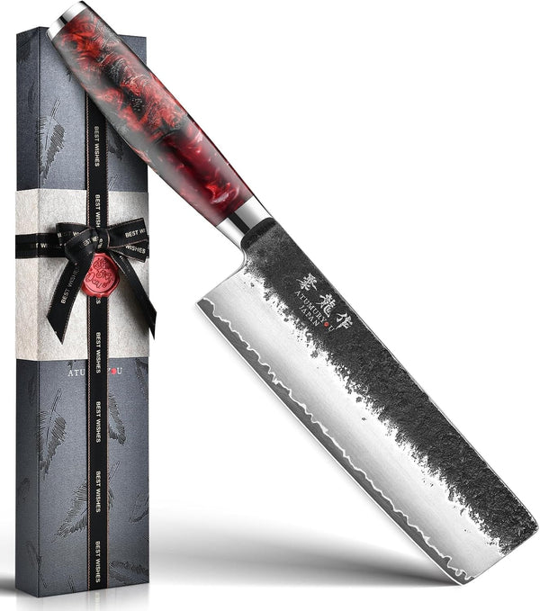 7'' Japanese Nakiri Knife, Black Forged 3-Layer VG10 Steel Core1