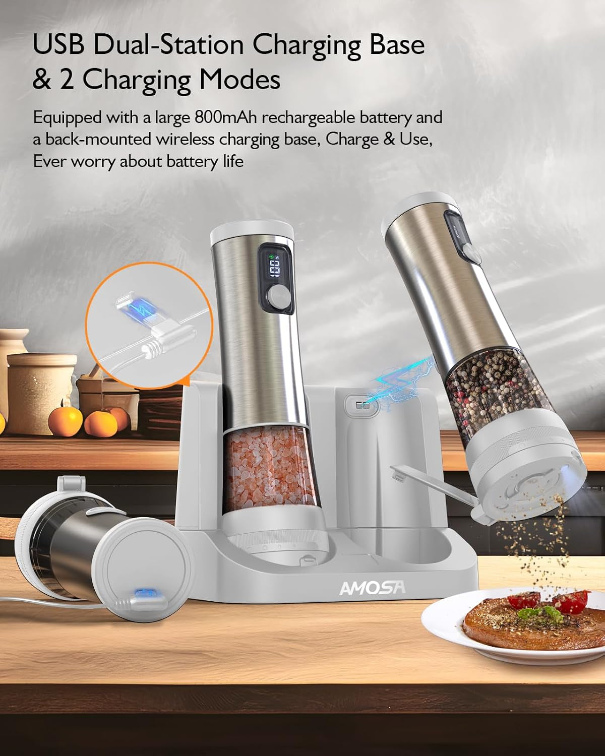 electric-salt-and-pepper-grinder-set-battery-display-rechargeable-base