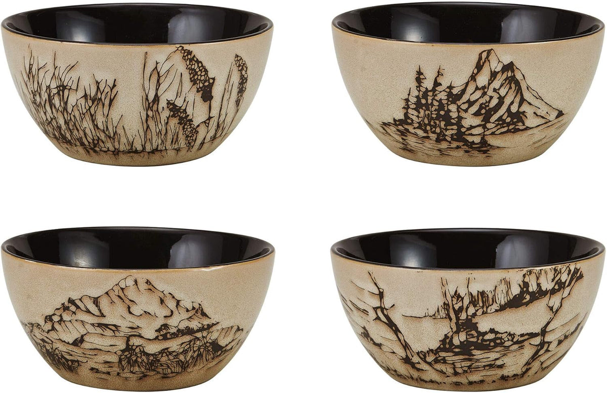 16-piece-stoneware-dinnerware-set-service-for-4-with-dinner-plates-salad-plates-bowls-and-mugs-lodge-style-wildlife-animal-sketch-design-dishwasher-and-microwave-safe