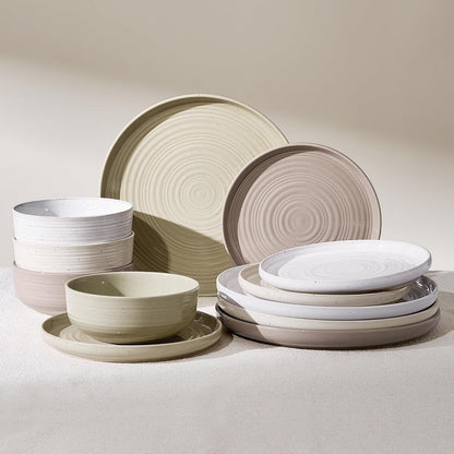 Stoneware Dinnerware Set for 4, Plates & Bowls, Multicolor1