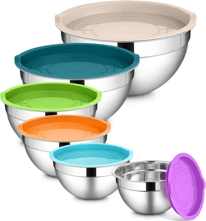 Mixing Bowls with Lids Set, 6 Piece Stainless Steel Serving Bowls1