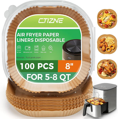 Air Fryer Liners Disposable, 100Pcs 8" Square Air Fryer Paper for 5-8 QT | Waterproof and Oilproof for Easy Cleanup, Unbleached Non-Stick Parchment Paper for 5-8 QT Air Fryer, Baking, Microwave, Oven1