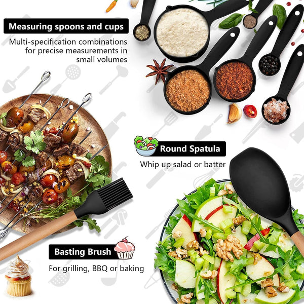 23-Piece Silicone Kitchen Utensils with Holder, Black6