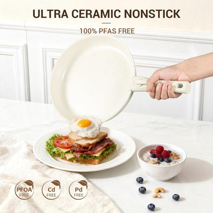 Pots and Pans Set Non Stick, Ceramic Cookware Set with Removable Handles, Stackable Space Saving Kitchen Set, Induction & Oven & Dishwasher Safe, for Small Kitchen, Apartment, RV, Cream White3