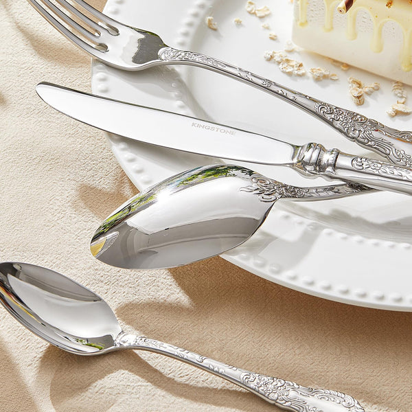 Silverware Set for 4, 20 Piece Flatware Set, 18/10 Stainless Steel | Vintage Carved Handles, Mirror Polished, Dishwasher Safe, Rust Resistant, for Home, Weddings & Housewarming6