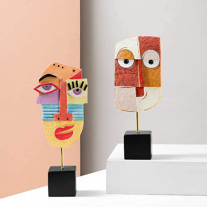 Wink - Handcrafted Statues Resin Abstract Sculpture for Home Decor Modern,African Art Tribal Figurines Decorations Items Accents Influencer Picks for Bookshelf,Tv Stand,Living Room,Nightstand7