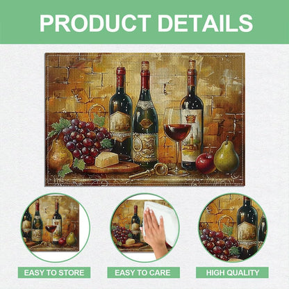 Wine Placemats Set of 6, Watercolor Grapes Wine Washable Table Mats3