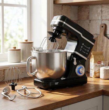 7.5QT Stand Mixer, 10-Speed Tilt-Head Electric Food Mixer with Stainless Steel Bowl, 660W Motor, Dough Hook, Whisk & Beater, Compact Design for Home Baking,Black1