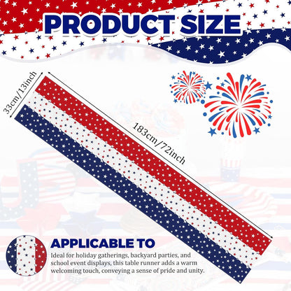 72 X 13 Inches Patriotic Table Runner, Red White and Blue Star Print American Flag Runner for 4Th of July, Memorial Day, Veterans Day, and Independence Day Table Top Kitchen Decorations2