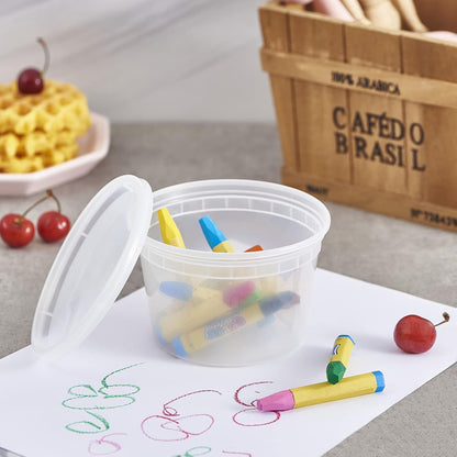 [48Set - 16Oz.] Plastic Deli Food Storage Containers with Plastic Lids, Disposable Togo Containers for Soup, Meal Prep, Slime | BPA Free | Stackable | Leakproof | Microwave | Dishwasher | Freezer Safe9