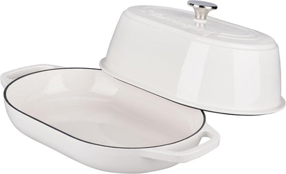 Enameled Cast Iron Dutch Oven Pot with Dome Lid, Oval Bread Oven for Homemade Sourdough Bread Baking, Oven Safe up to 500°F, 6 Quart, White7