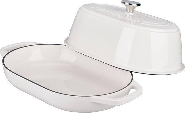Enameled Cast Iron Dutch Oven Pot with Dome Lid, Oval Bread Oven for Homemade Sourdough Bread Baking, Oven Safe up to 500°F, 6 Quart, White7