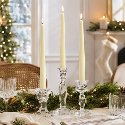Ivory Taper Candles 10 Inch, 4 Pack Dripless Unscented Candle Sticks, 7 H5