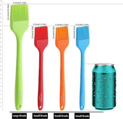 4PCS Silicone Basting Pastry Brush,  Heat Resistant Food Brush Spread Oil Butter Sauce for BBQ Grill Baking Kitchen Cooking, BPA Free, Dishwasher Safe (Multicolor, 4 Pcs)2