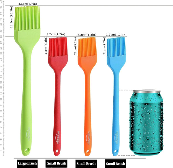 4PCS Silicone Basting Pastry Brush,  Heat Resistant Food Brush Spread Oil Butter Sauce for BBQ Grill Baking Kitchen Cooking, BPA Free, Dishwasher Safe (Multicolor, 4 Pcs)2