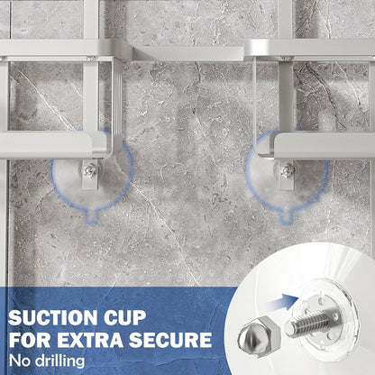Aluminum Shower Caddy Hanging for Handheld Showerheads, Never Rust Shower Organizer with Hooks Holder Toothbrush Holder，Over Showerhead Caddy for Bathroom4