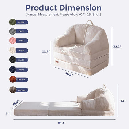 Folding Sofa Bed with Backrest, Boneless Fold Out Couch with Handle2