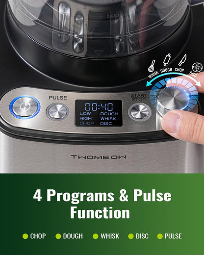 Food Processor, 4 Programs & Pulse,1000W Max Power,12 Cups Total Volume for Slicing, Mincing, Dicing, Shredding, Puree, Dough and Vegetable Chopper Clean Bowl Scraper, Stainless Steel2