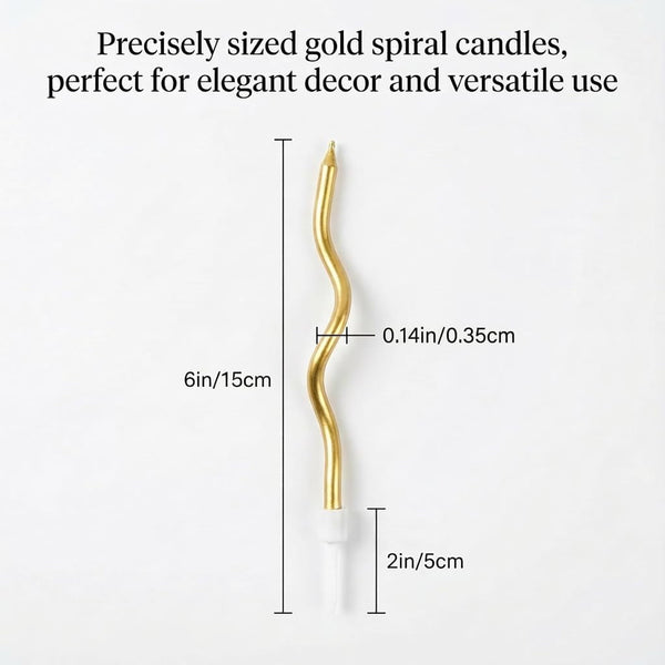 12 Pieces Gold Spiral Birthday Candles, Long Thin Metallic Twisted Cake Candles with Holders, Cake Toppers for Birthday Wedding Decorations, Anniversary and Parties3
