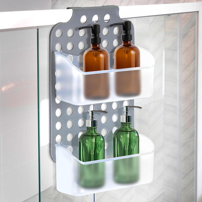 over Shower Door Organizer, 2 Bins, Adjustable Hanging Storage6