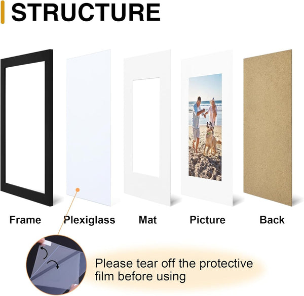 8X10 Picture Frame, Fits 5X7 Photos with Mat, Black3