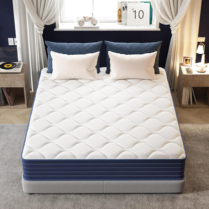 Double Mattress,12 Inch Full Mattrress with 7-Zone Hybrid Double Bed Mattresses,Pocket Sprung with Medium Firm for Body Support & Pressure Relief - 75 * 54In2