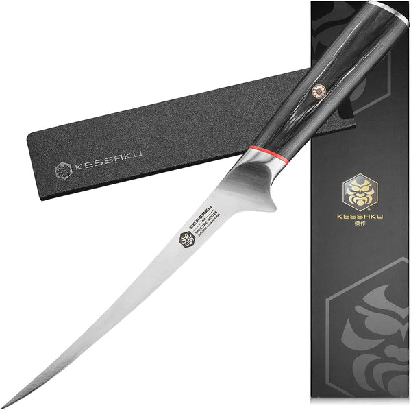 7-Inch Flexible Fillet Knife - Spectre Series - Forged Japanese AUS-8 High Carbon Stainless Steel - Pakkawood Handle with Blade Guard1