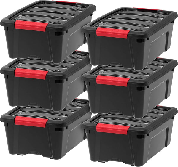 6-Pack 13 Quart Storage Bins with Lids, Black1