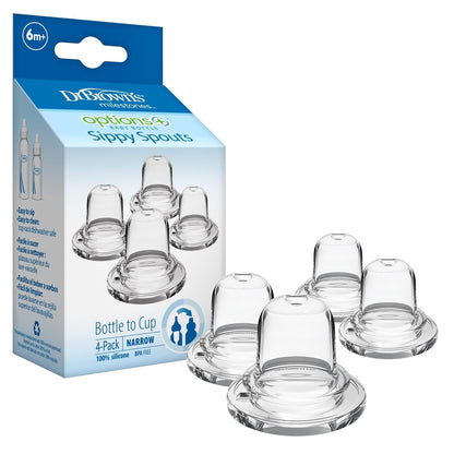 Dr. Brown'S Milestones Options+ Narrow Sippy Spouts, 4-Pack | Soft 100% Silicone Baby Bottle Sippy Spout, 6M+, 4 Count1
