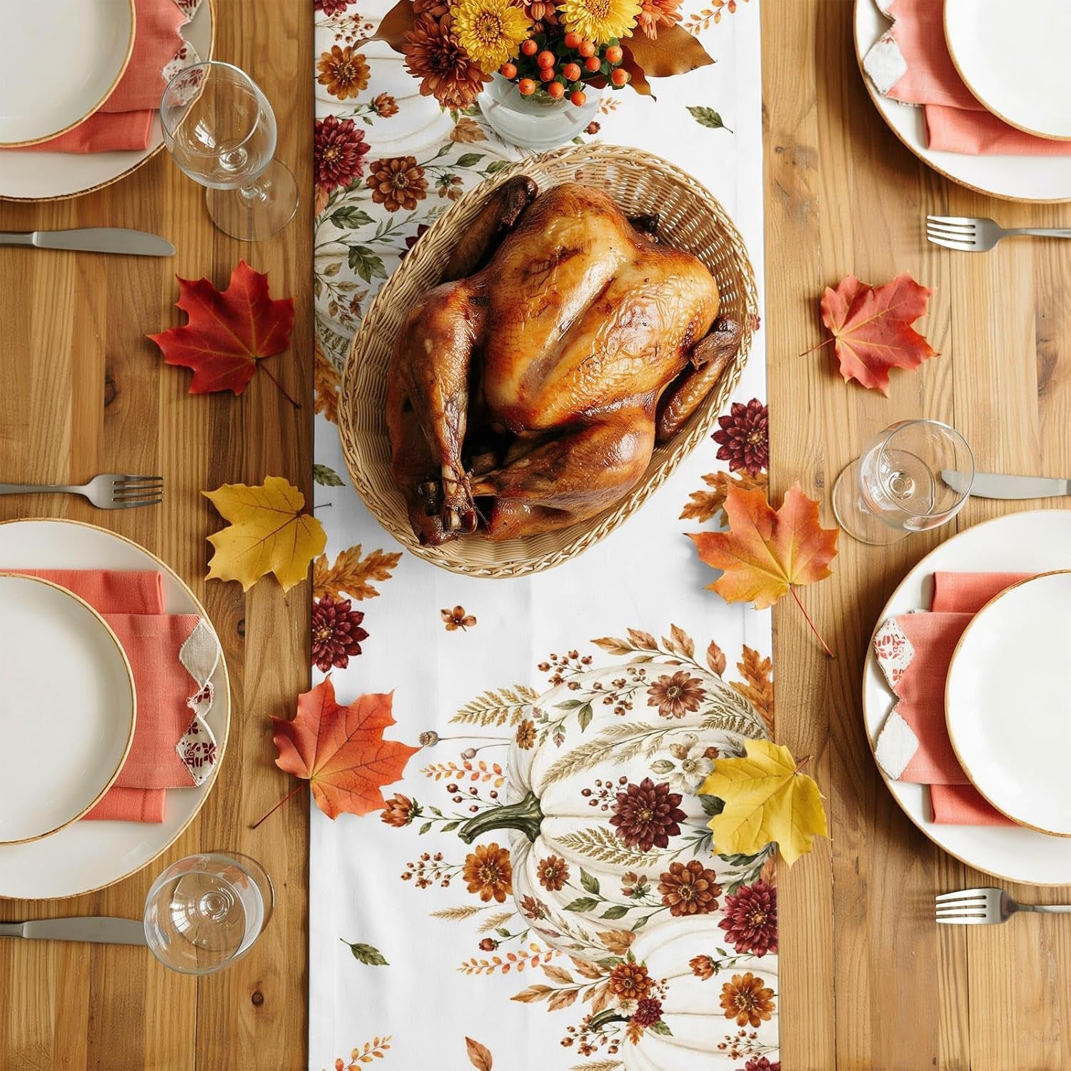 white-pumpkins-fall-table-runner-72-inches-long-thanksgiving-kitchen-dining-table-decoration-autumn-floral-botanical-coffee-tablerunner-dress-scarves-farmhouse-decor-for-party-holiday-13-x-72